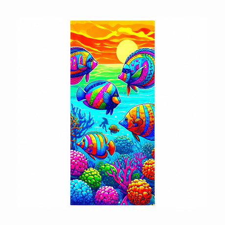Prosop de plaja cu pesti tropicali multicolori Ocean Sunset, 70x140 cm