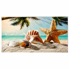 Prosop de plaja cu scoici si stea de mare Tropical Beach, 70x140 cm