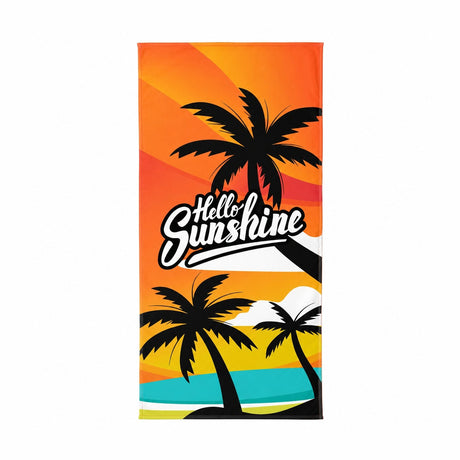 Prosop de plaja Hello Sunshine cu palmieri tropicali, 70x140 cm