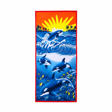 Prosop de Plajă, model Ocean 70x140 cm – Prosop din Microfibră cu Design Marin Exotic