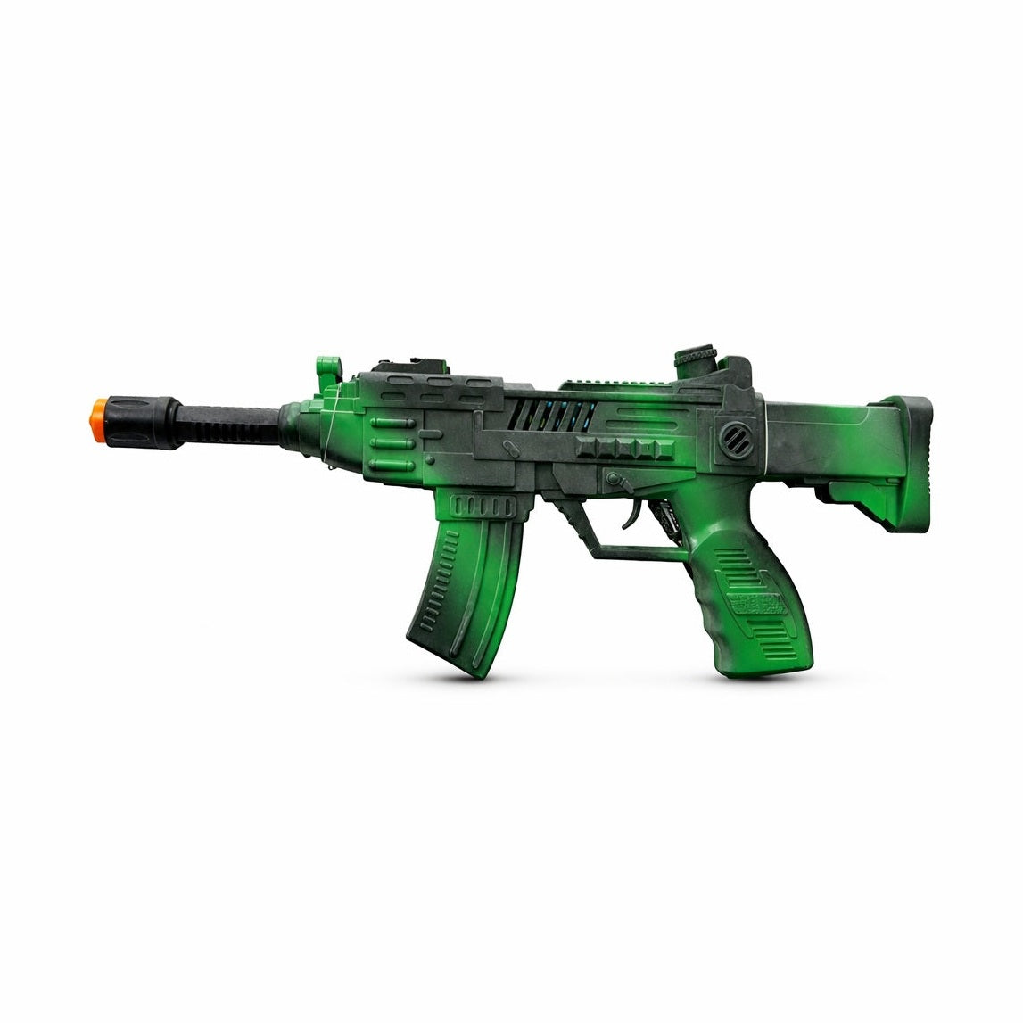 Pusca jucarie copii verde cu negru, model tactic, 43.5x14 cm