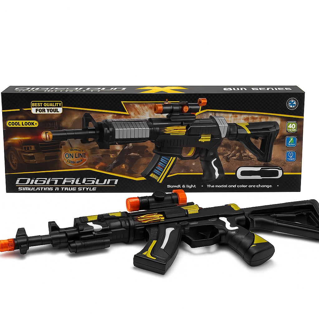 Pusca Jucarie Digital Gun , 51 cm, cu Lumini si Sunete, Model Militar Modern