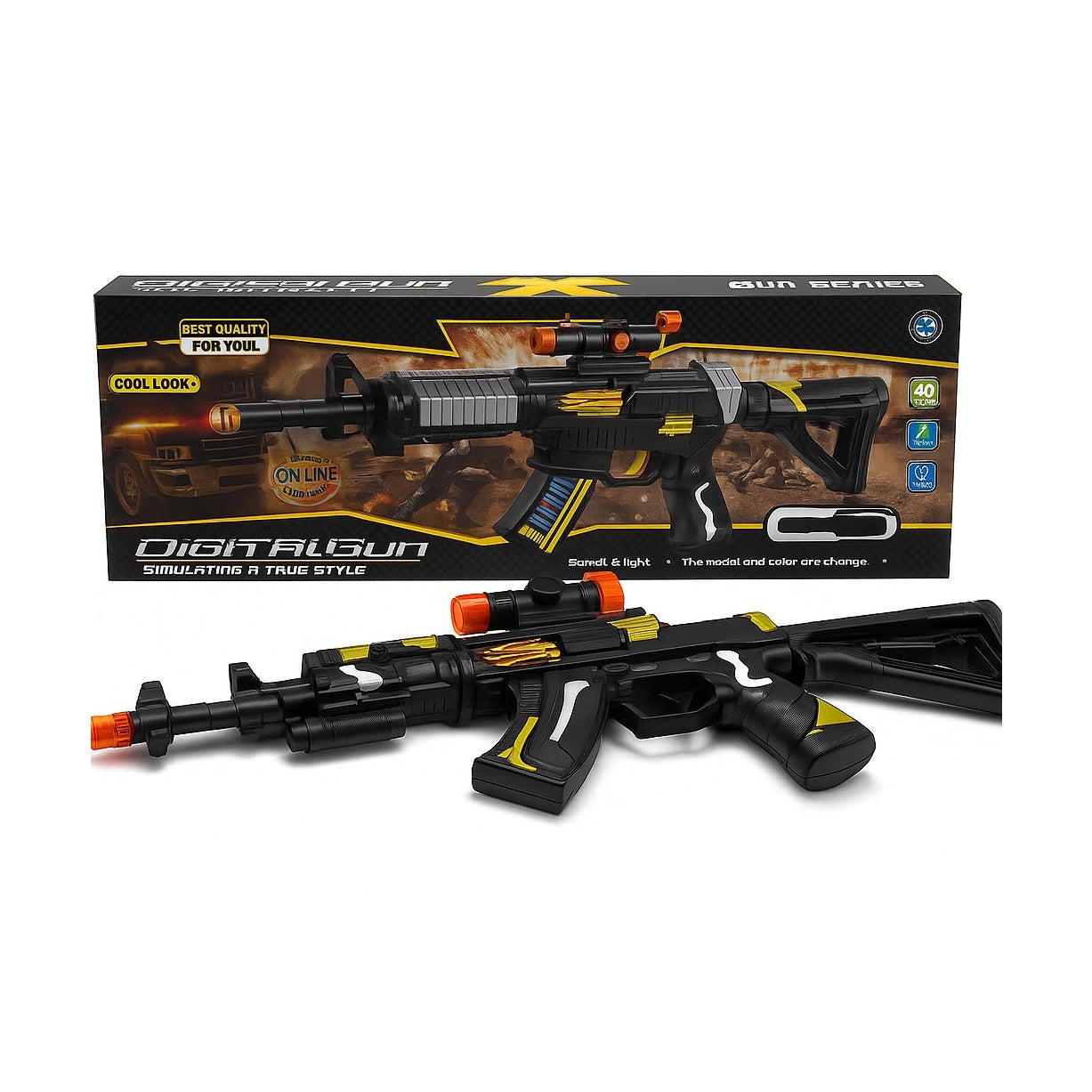 Pusca Jucarie Digital Gun , 51 cm, cu Lumini si Sunete, Model Militar Modern