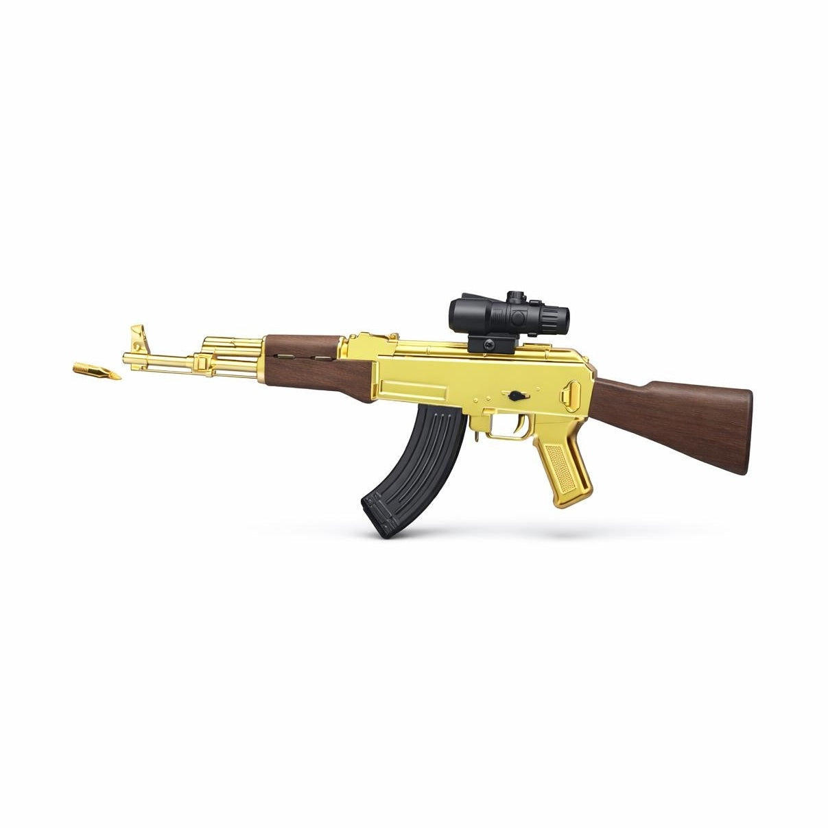 Pusca jucarie electrica model AK stil realist cu ejectare cartuse si luneta 123 cm