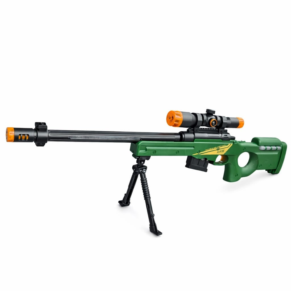 Pusca luneta de jucarie cu trepied, efecte lumini si sunete, model sniper copii