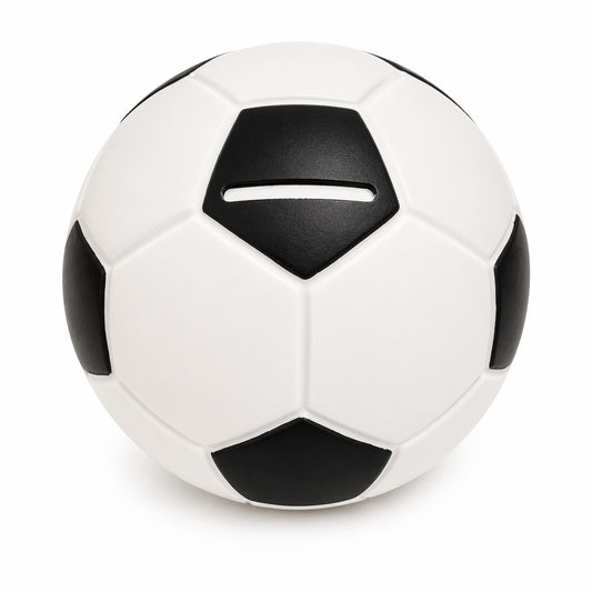 Pușculiță minge de fotbal, 13 cm, din plastic, cu capac inferior