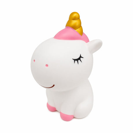 Pușculiță unicorn alb, 20,5 cm, din plastic, design adorabil, cu capac inferior