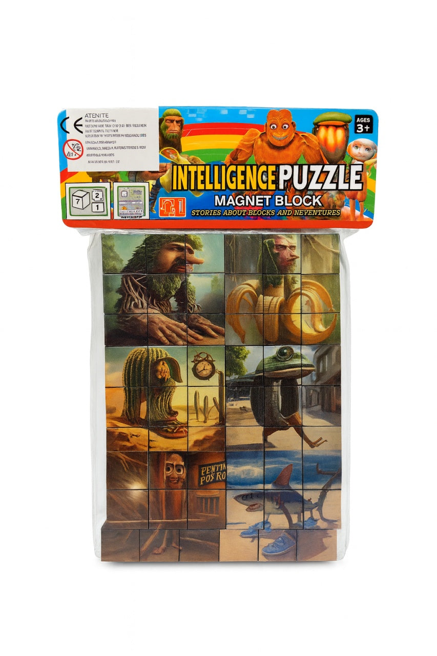 Puzzle Magnetic Inteligenta , Magnet Block , Model Creativ , 5+