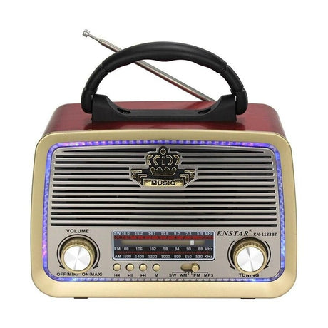 Radio portabil retro Bluetooth cu panou solar, FM/AM/SW, MP3, imitatie mahon