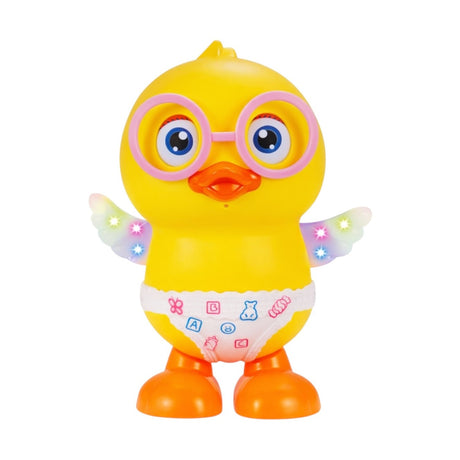 Rață interactivă dansatoare cu muzică și lumini, din plastic, 21 cm