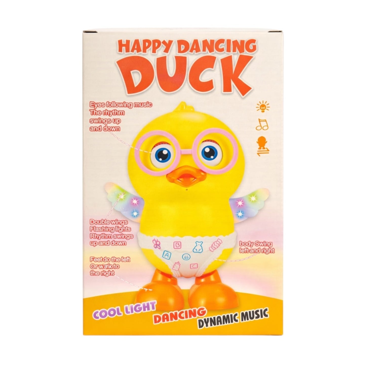 Rață interactivă dansatoare cu muzică și lumini, din plastic, 21 cm