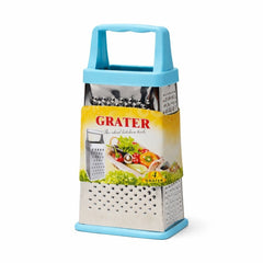 Razatoare bucatarie inox cu 4 fete 23x10 cm, maner si baza albastru deschis