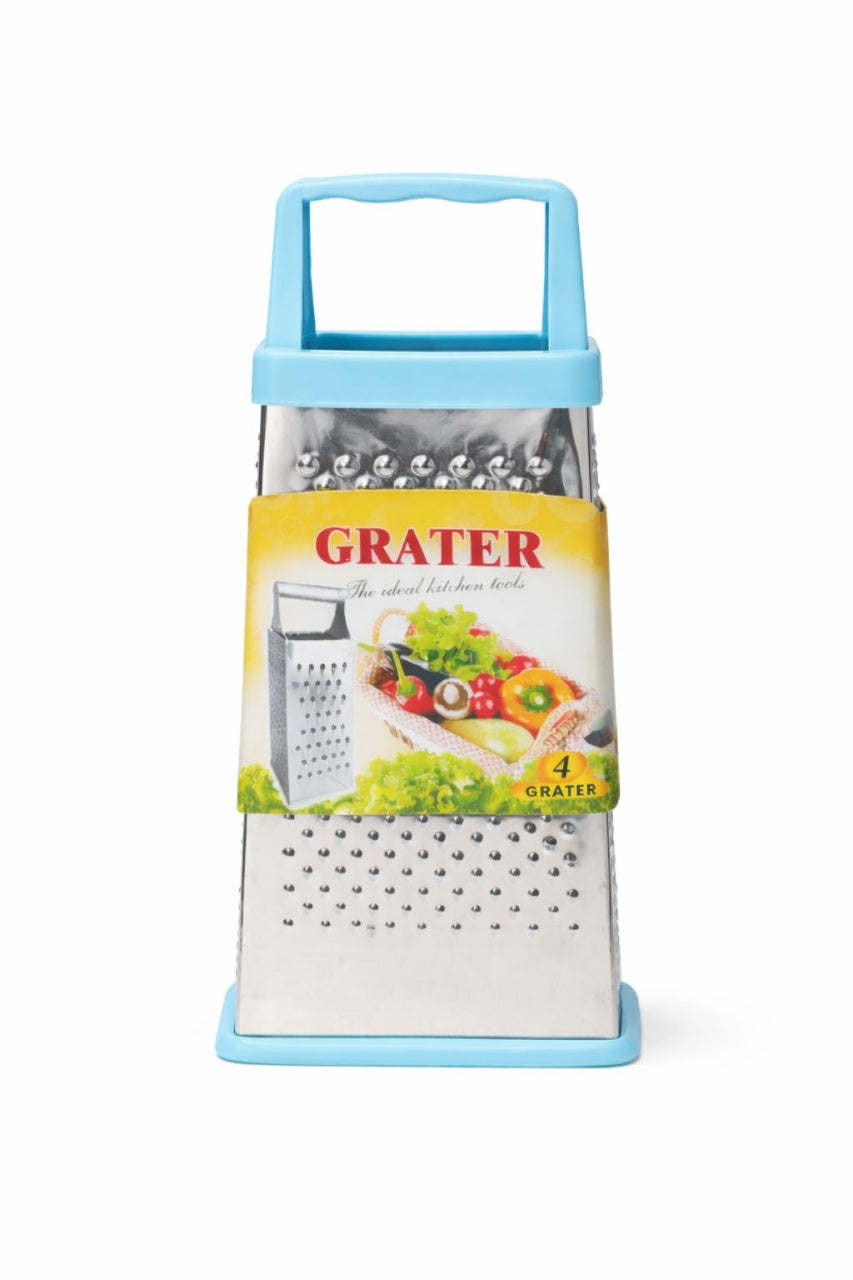 Razatoare bucatarie inox cu 4 fete 23x10 cm, maner si baza albastru deschis