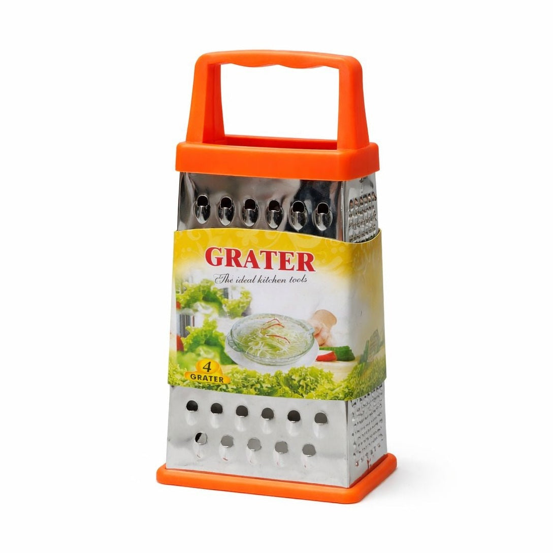 Razatoare bucatarie inox cu 4 fete 23x10 cm, maner si baza portocalie