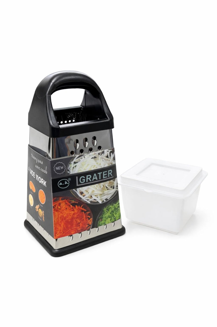 Razatoare bucatarie inox cu 4 fete 25x12.5 cm, recipient gradat 500 ml cu capac, set multifunctional