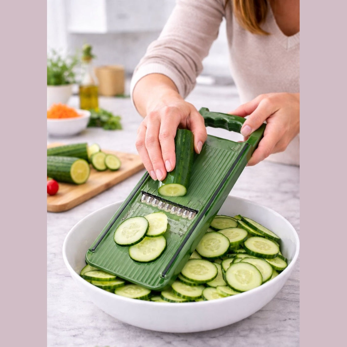 Răzătoare de bucătărie tip mandolină, plastic Verde, control ergonomic