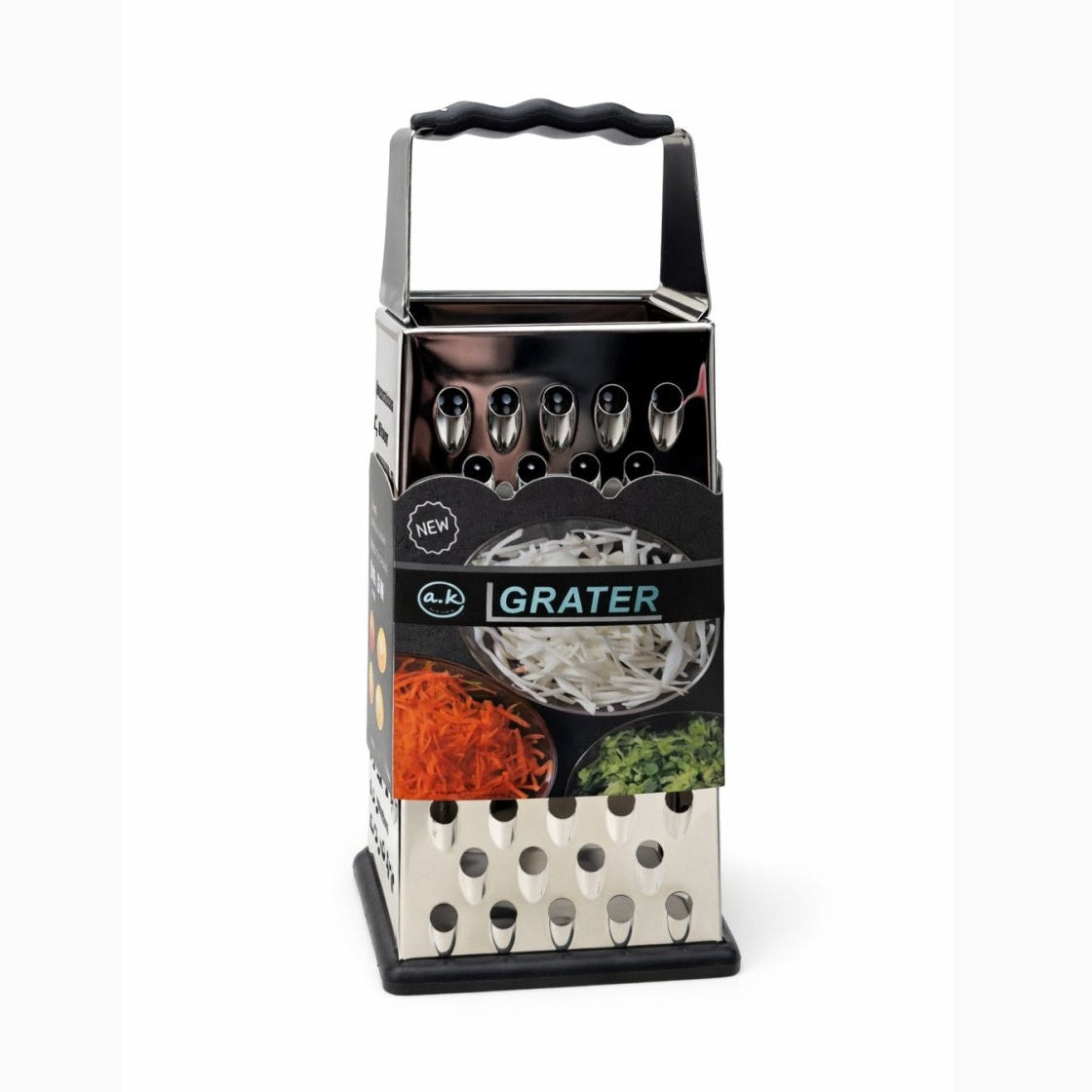 Răzătoare din oțel inoxidabil cu mâner ergonomic, multifuncțională, argintie