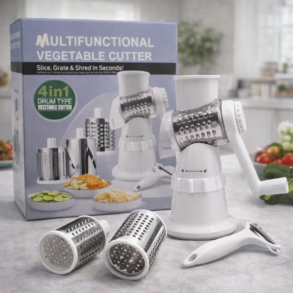 Razatoare manuala multifunctionala 4 in 1 pentru legume si fructe cu tamburi inox