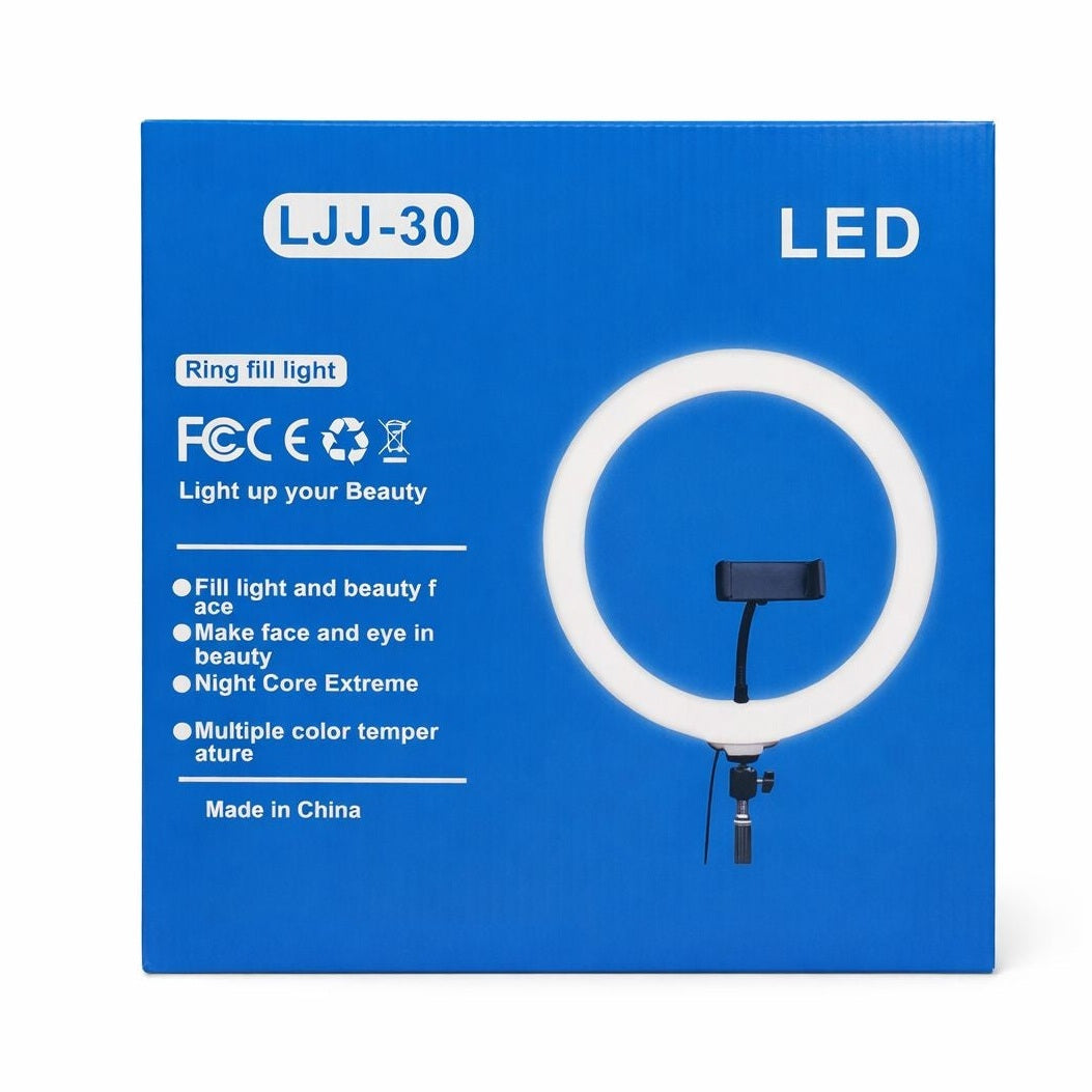 Ring light LED 30 cm cu suport telefon, lumina reglabila pentru selfie, video si makeup