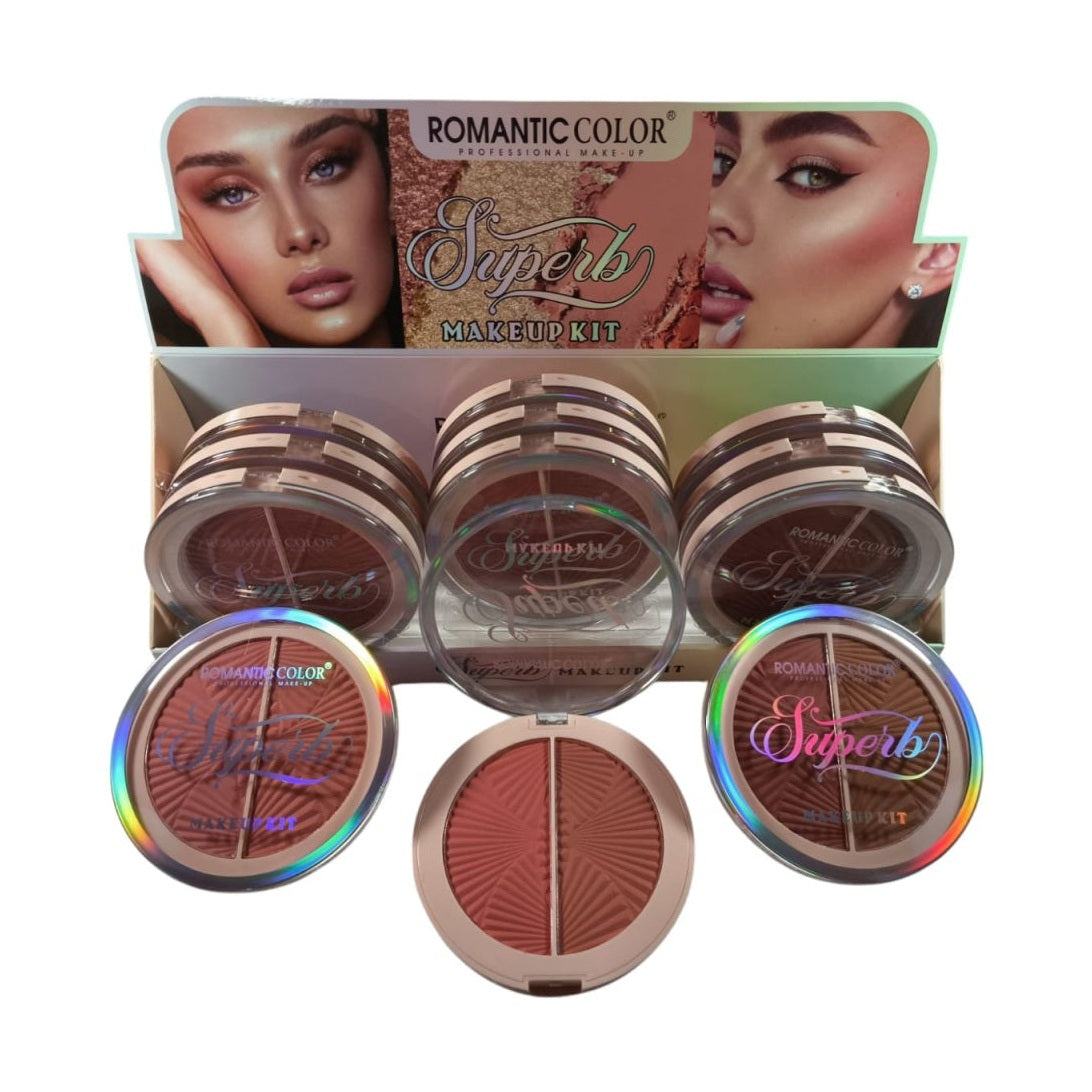 Romantic Color - Kit Blush 2 Nuante Machiaj Profesional pentru Un Look Fresh si Natural