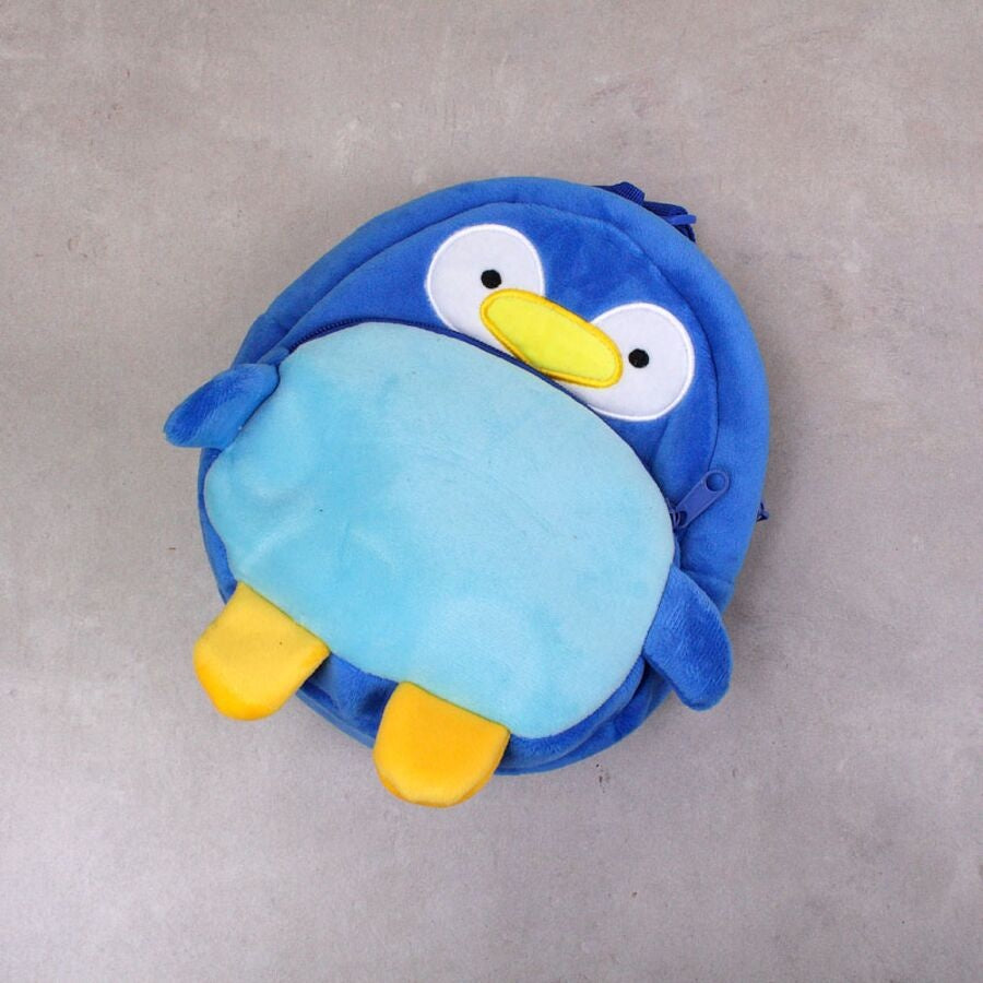 Rucsac plus copii 23x23 cm model pinguin albastru, moale, usor, ideal pentru gradinita