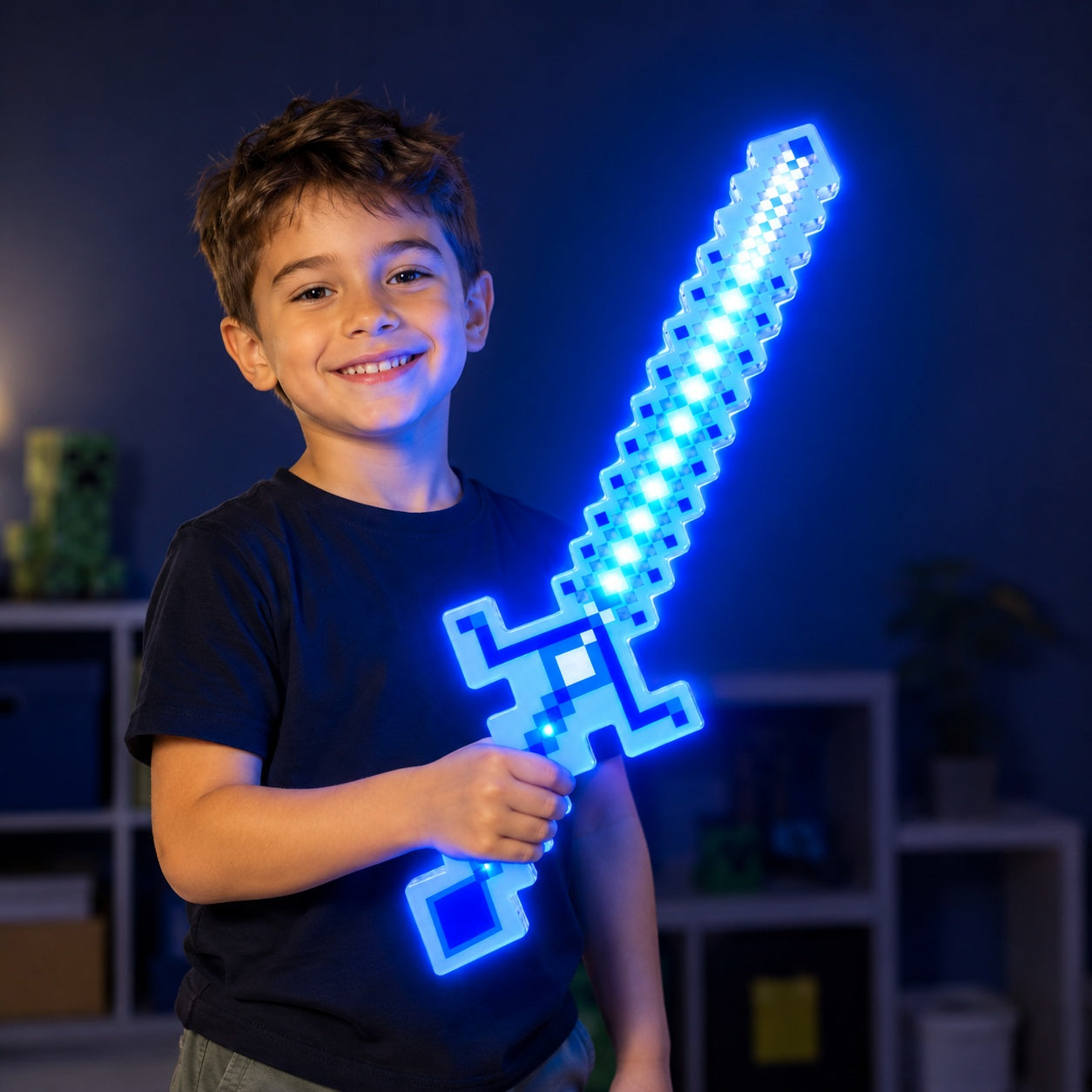 Sabie de jucărie albastra , cu lumini , 54 cm – sabie din plastic pentru copii