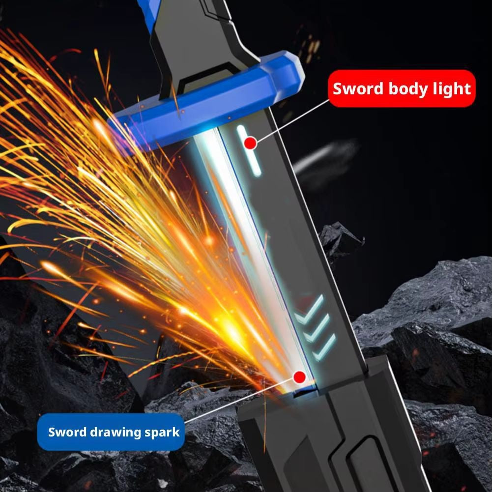 Sabie de Jucărie cu Lumini LED, Sunete și Scântei, 80 cm, Reîncărcabilă USB, Efecte Luminoase Interactive