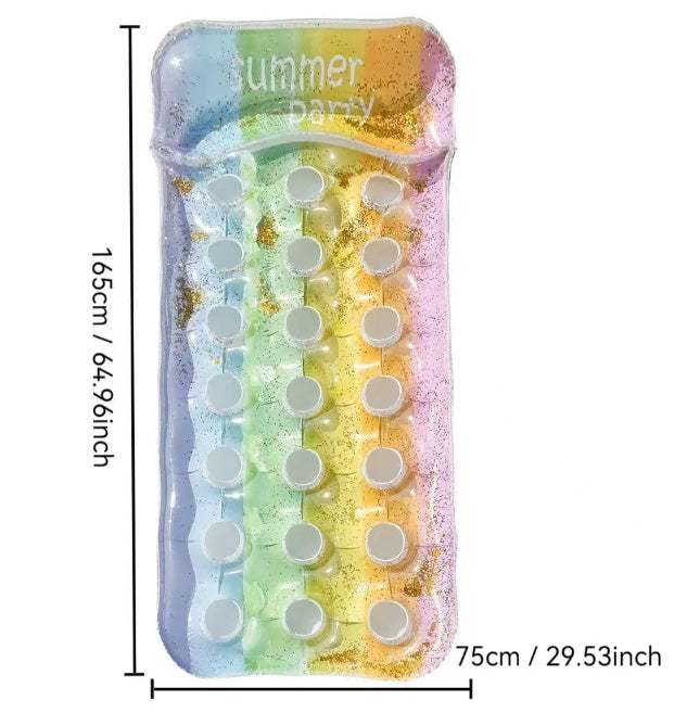 Saltea gonflabilă pentru piscină cu paiete, multicoloră, 165cm