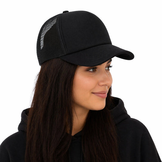Sapca neagra reglabila cu plasa, unisex, confortabila