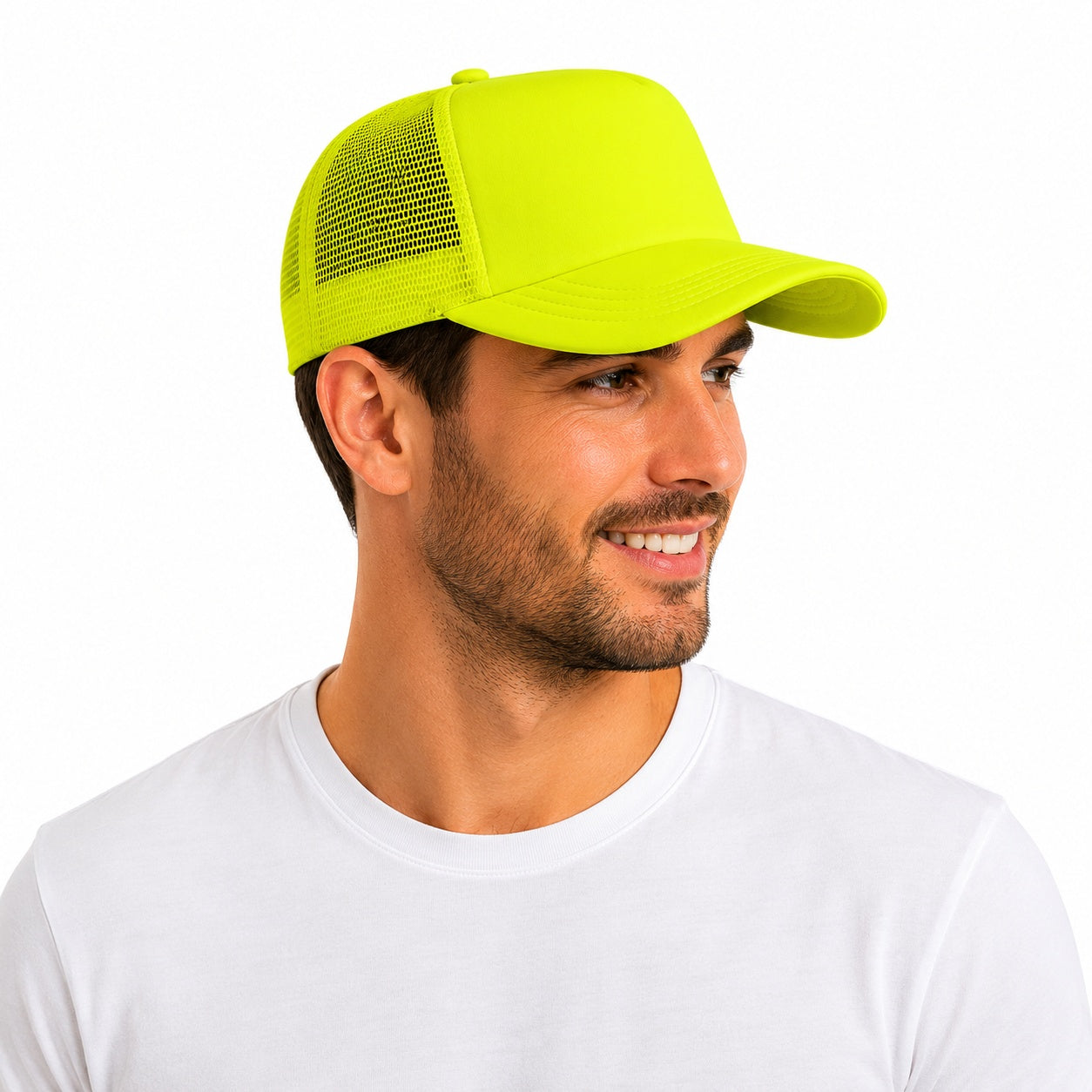 Sapca reglabila unisex cu plasa, galben neon, marime universala