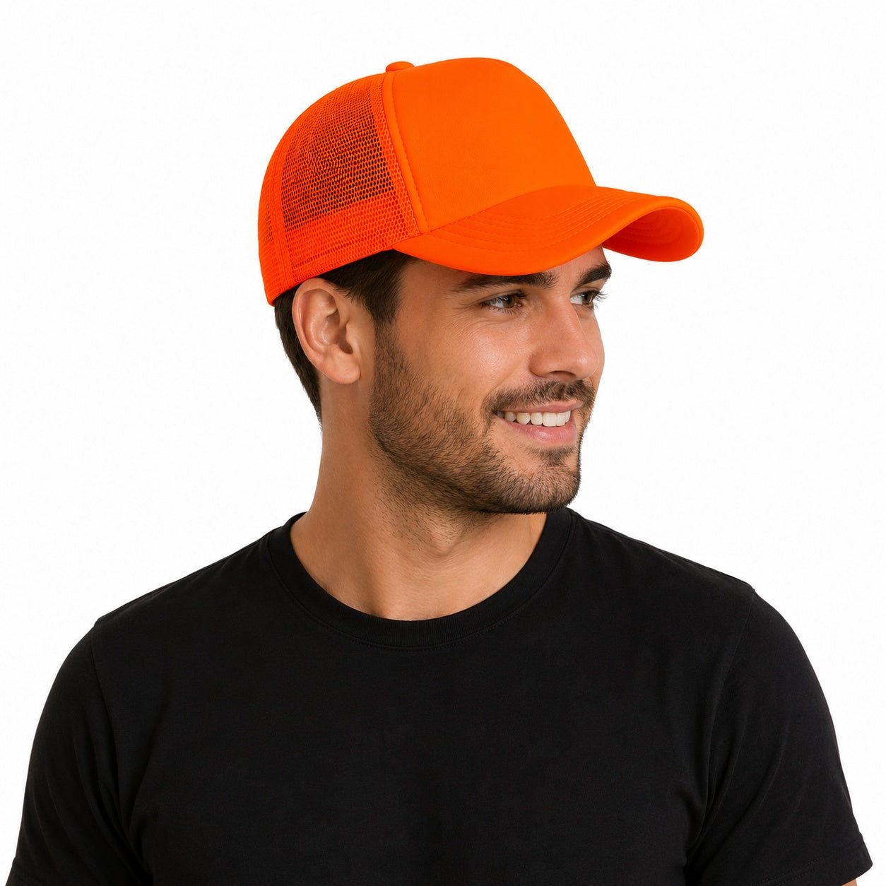 Sapca reglabila unisex cu plasa, portocaliu neon, marime universala