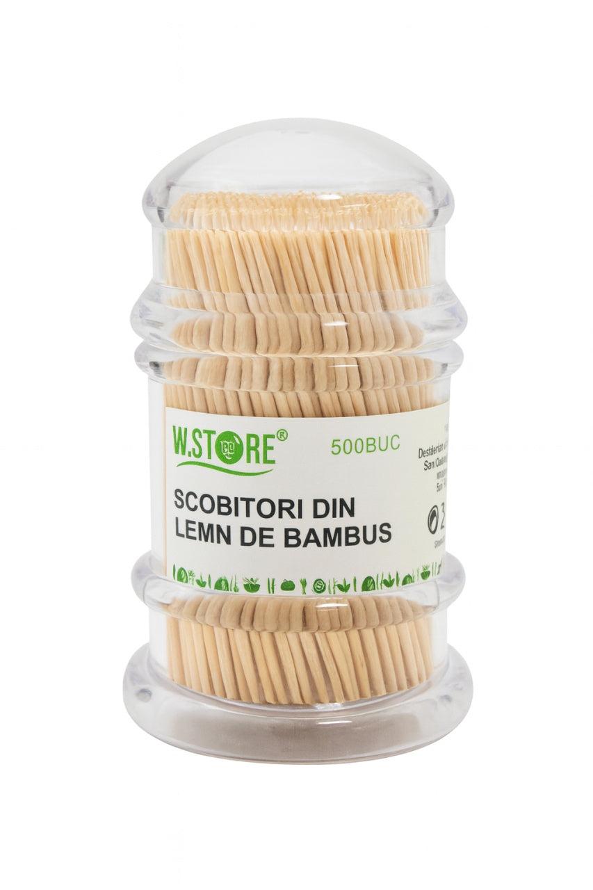 Scobitori din Lemn de Bambus W.Store, 500 buc, Rezistente si Naturale