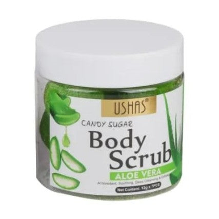 Scrub de Corp USHAS Candy Sugar cu Aloe Vera 12g x 7 buc , Exfoliere Blanda si Hidratare Intensa