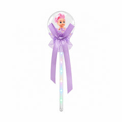 Set 10 baghete magice cu lumini LED mov si papusica in glob pentru copii