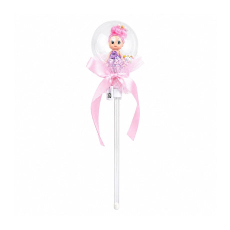 Set 10 baghete magice cu lumini LED roz deschis si papusica in glob pentru copii