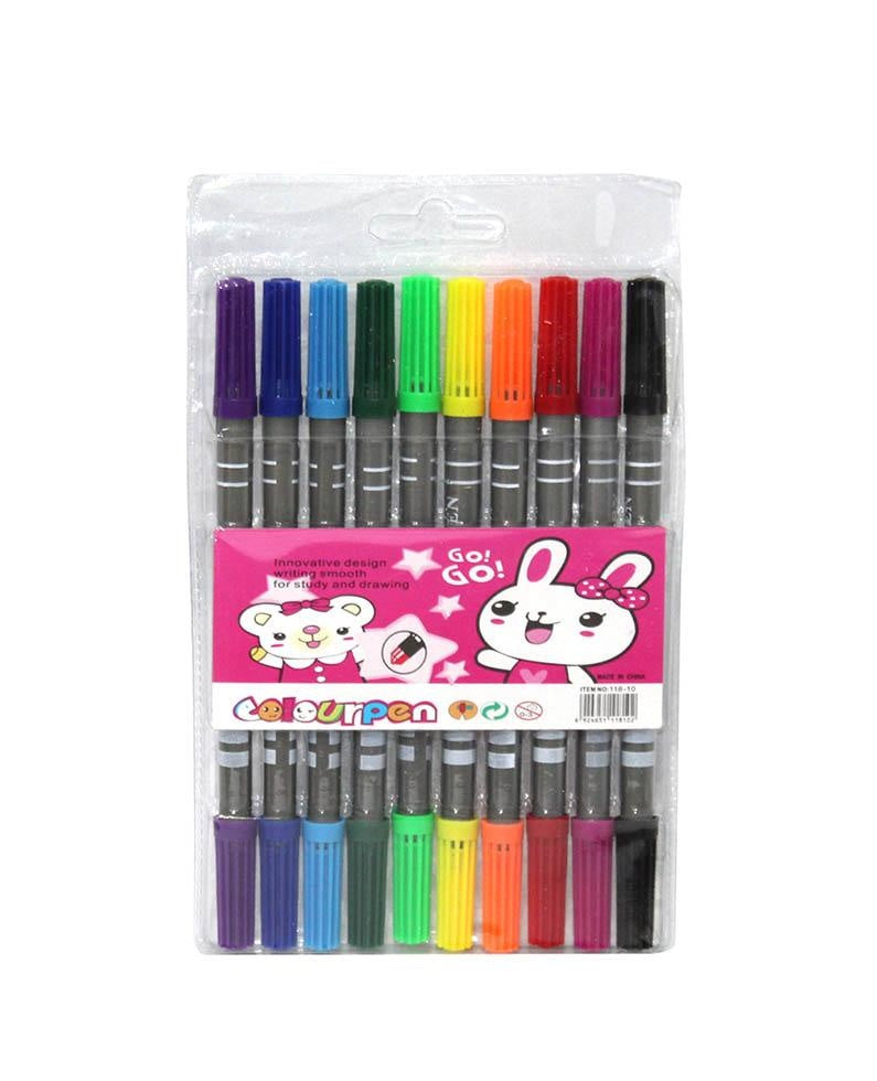 Set 10 carioci Colour Pen , culori vii si aplicare usoara pentru creativitate si desen,