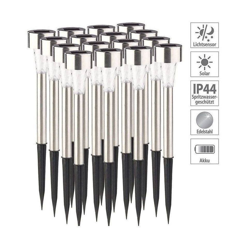 Set 10 Lămpi Solare LED pentru Grădină, Metal și Plastic, Lumină rece, Argintii