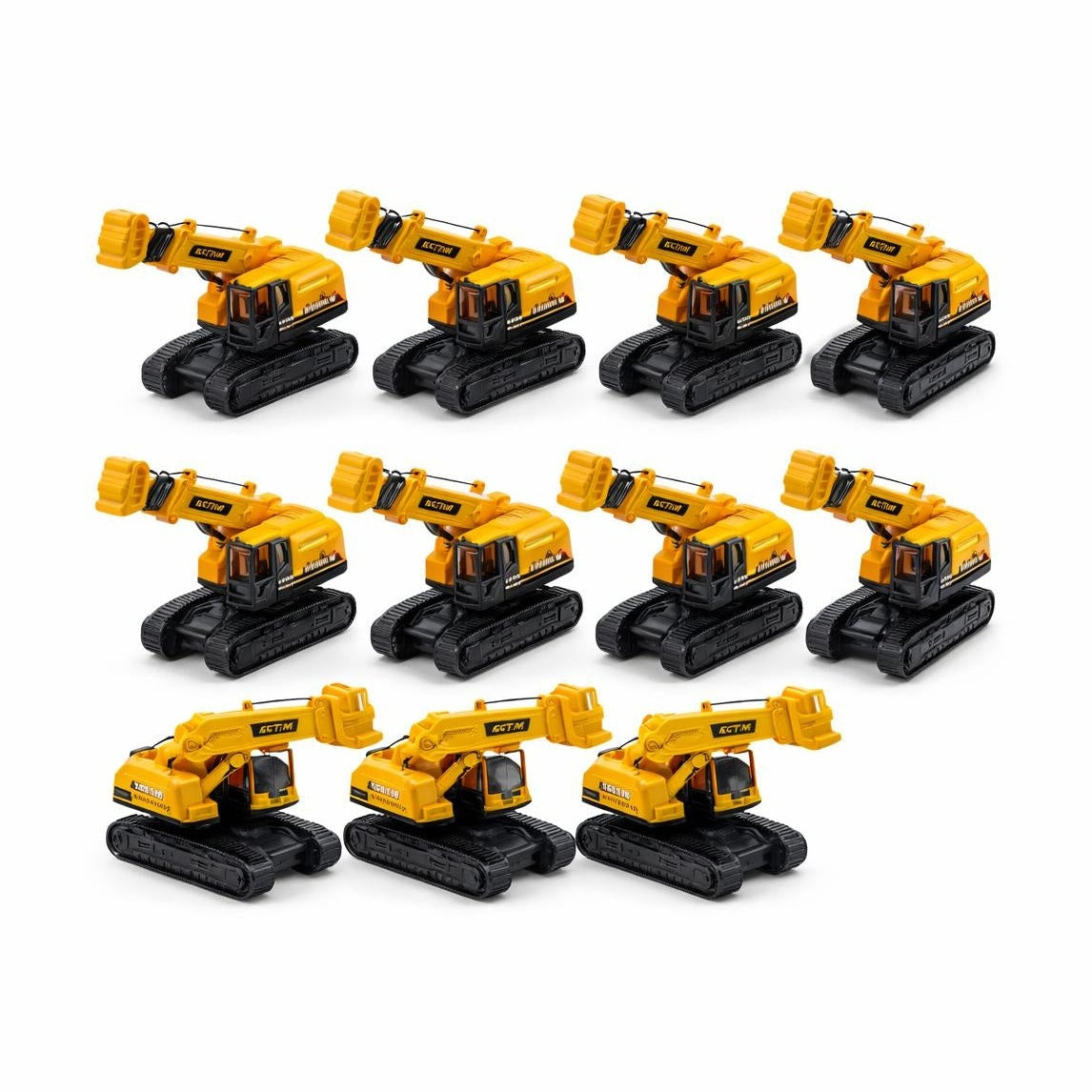Set 10 vehicule constructie tip macara, inertie, brat extensibil 33 cm