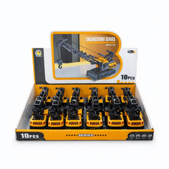 Set 10 vehicule inginerie cu macara, 14 cm
