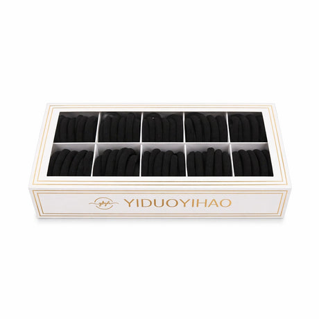 Set 100 elastice de păr negre din textil, rezistente, pentru uz zilnic