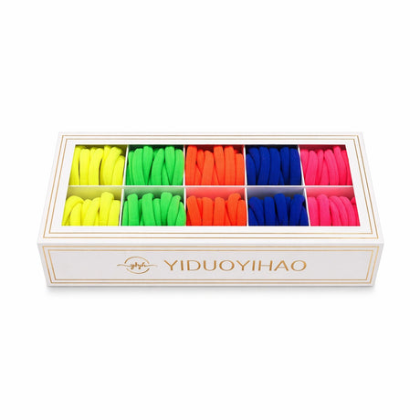 Set 100 elastice de păr textile multicolore, rezistente, pentru toate tipurile de păr