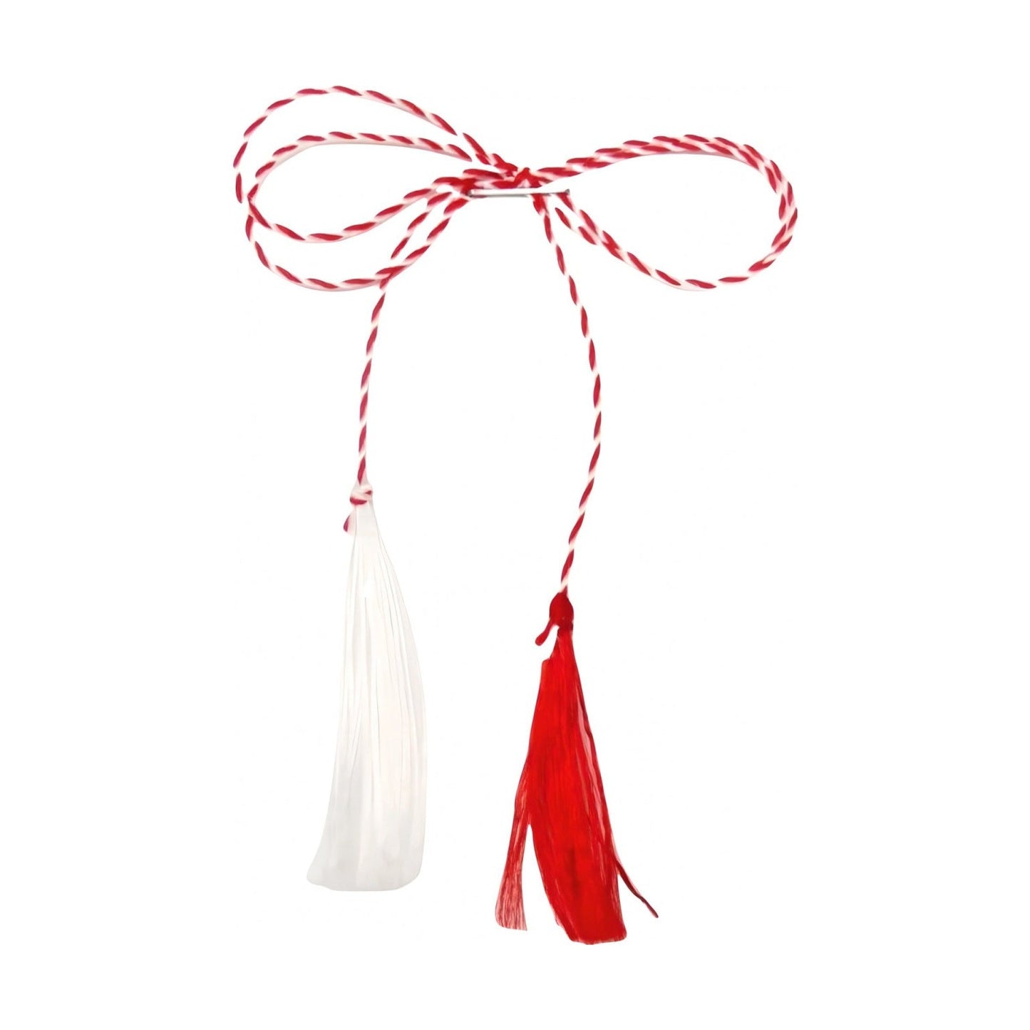 Set 100 snururi martisor rasucite, lungime 40 cm, model traditional alb-rosu