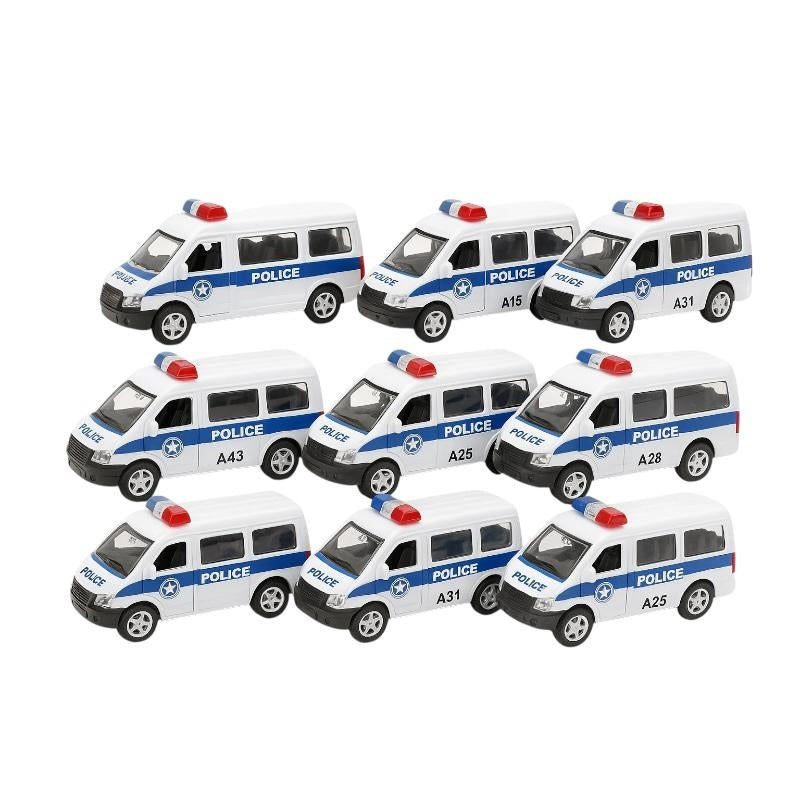 Set 12 Autobuze Politie SWAT Pioneer Pull-Back , Jucarie Educativa Copii 3+ SUPER POWER