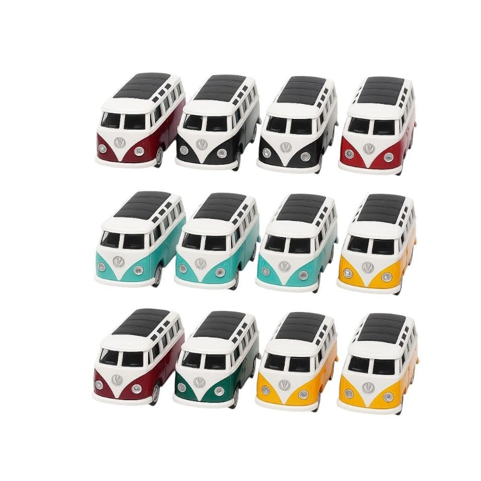 Set 12 Autobuze Retro Metalice cu Usi Deschise, Jucarii Masinute 3+