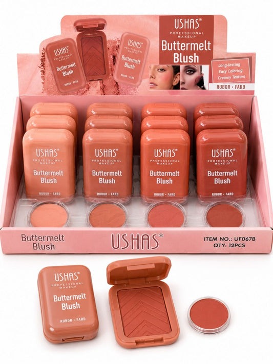 Set 12 Blush-uri USHAS Buttermelt – Nuanțe Nude, Textură Catifelată, Finish Natural