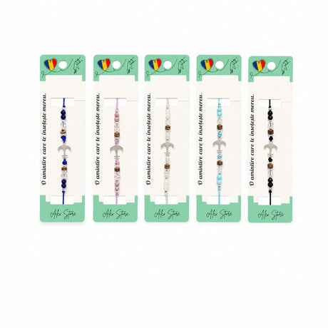 Set 12 Brățări cu Pandantiv Ancoră, Reglabile, Multicolore,