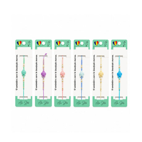 Set 12 Brățări cu Pandantiv Broscuță Colorată, Reglabile, Multicolore