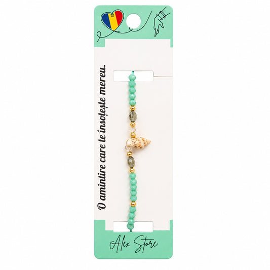 Set 12 Brățări cu Pandantiv Scoică, Reglabile, Multicolore, cu Mărgele Decorative și Accente Aurii