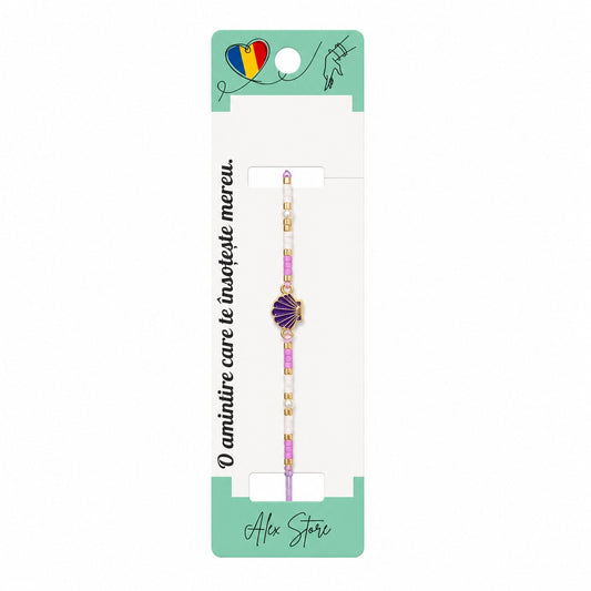 Set 12 Brățări cu Pandantiv Scoică, Reglabile, Multicolore, Mărgele Decorative și Accente Aurii