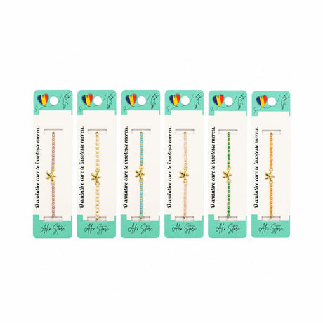 Set 12 Brățări cu Pandantiv Stea de Mare, Reglabile, Multicolore, cu Accente Aurii